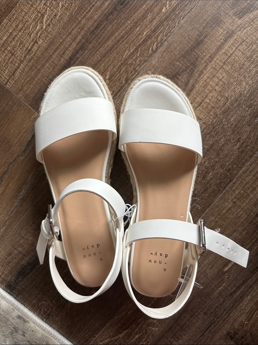a new day White Espadrille Platform Ankle-Strap Sandals